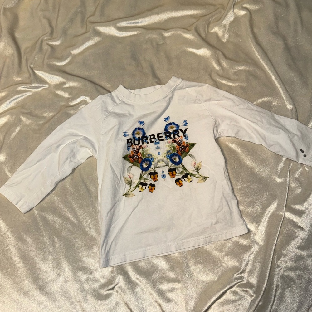 Burberry Kids White Long Sleeve Floral Tee